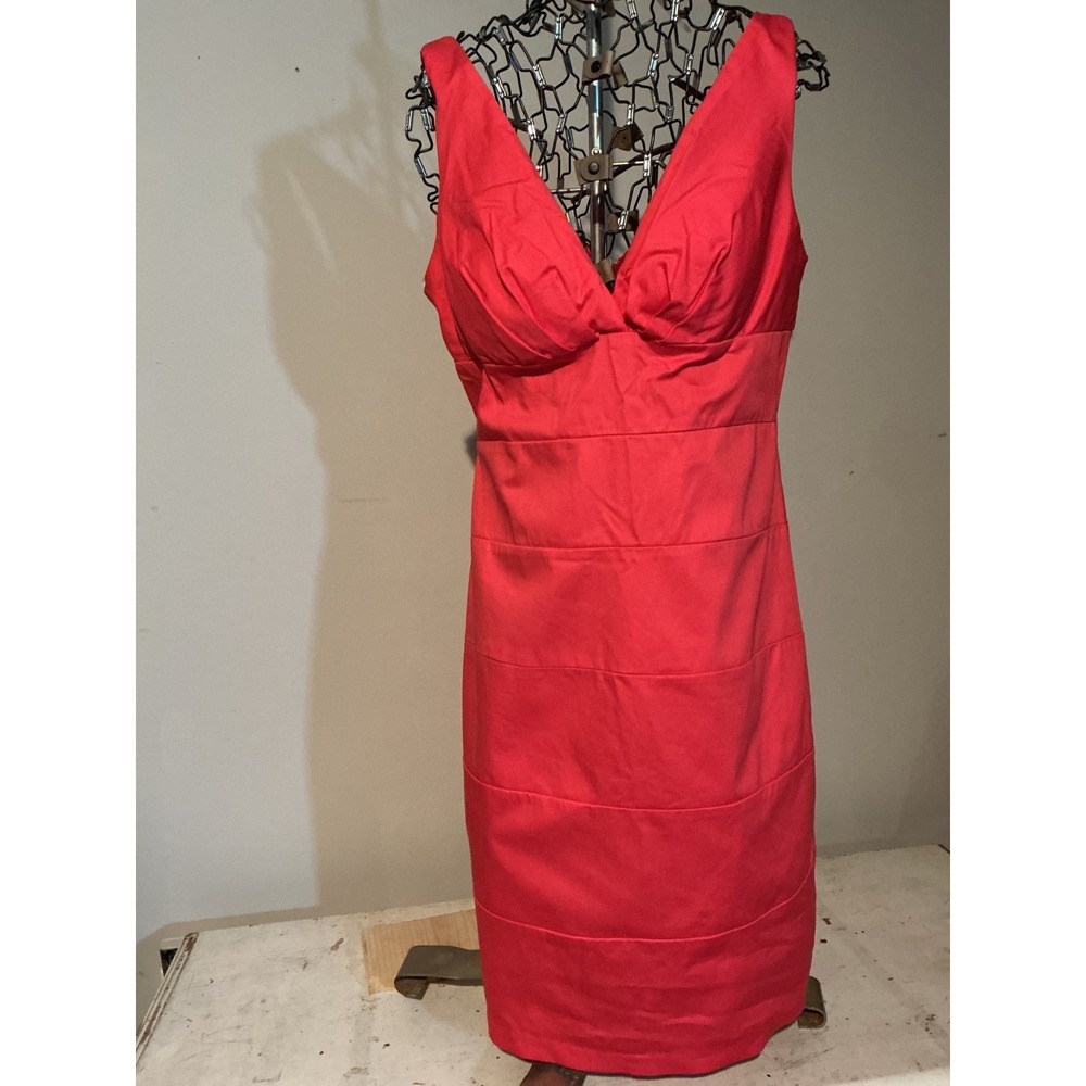 B. Smart Womens Red V-Neck Tiered Sheath Cocktail Dress Size‎ 12 JM10Y3445